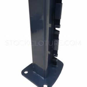 Poteau à encoches en "H" sur platine soudée pour grillage rigide - Gris anthracite RAL 7016, 1,10 m