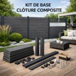 Kit de base clôture composite à sceller - hauteur 1,80 m